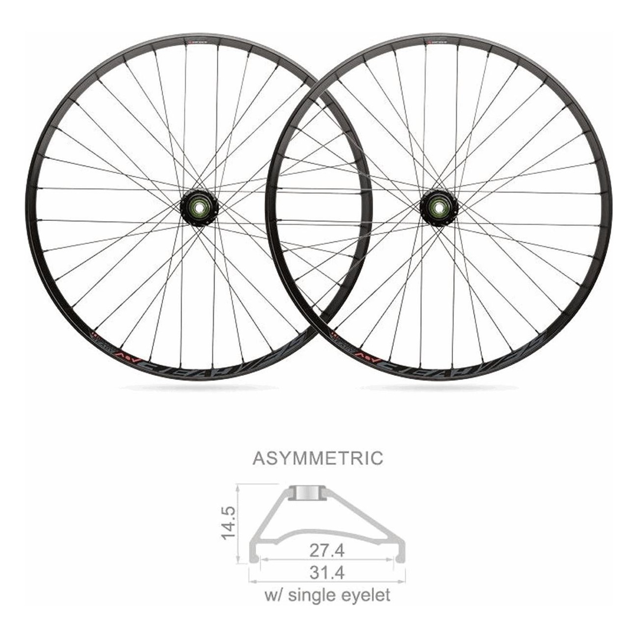 27.5' Tubeless MTB Wheelset Black with Shimano Hub 10/11V and 32 Spokes - 1