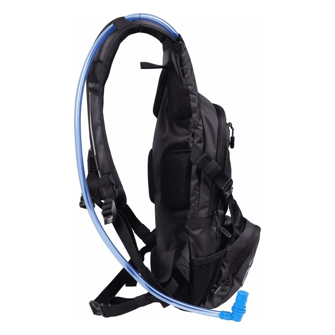 Black Hydration Backpack 6L with 2L Bladder, Multiple Pockets & Smart Valve - 2