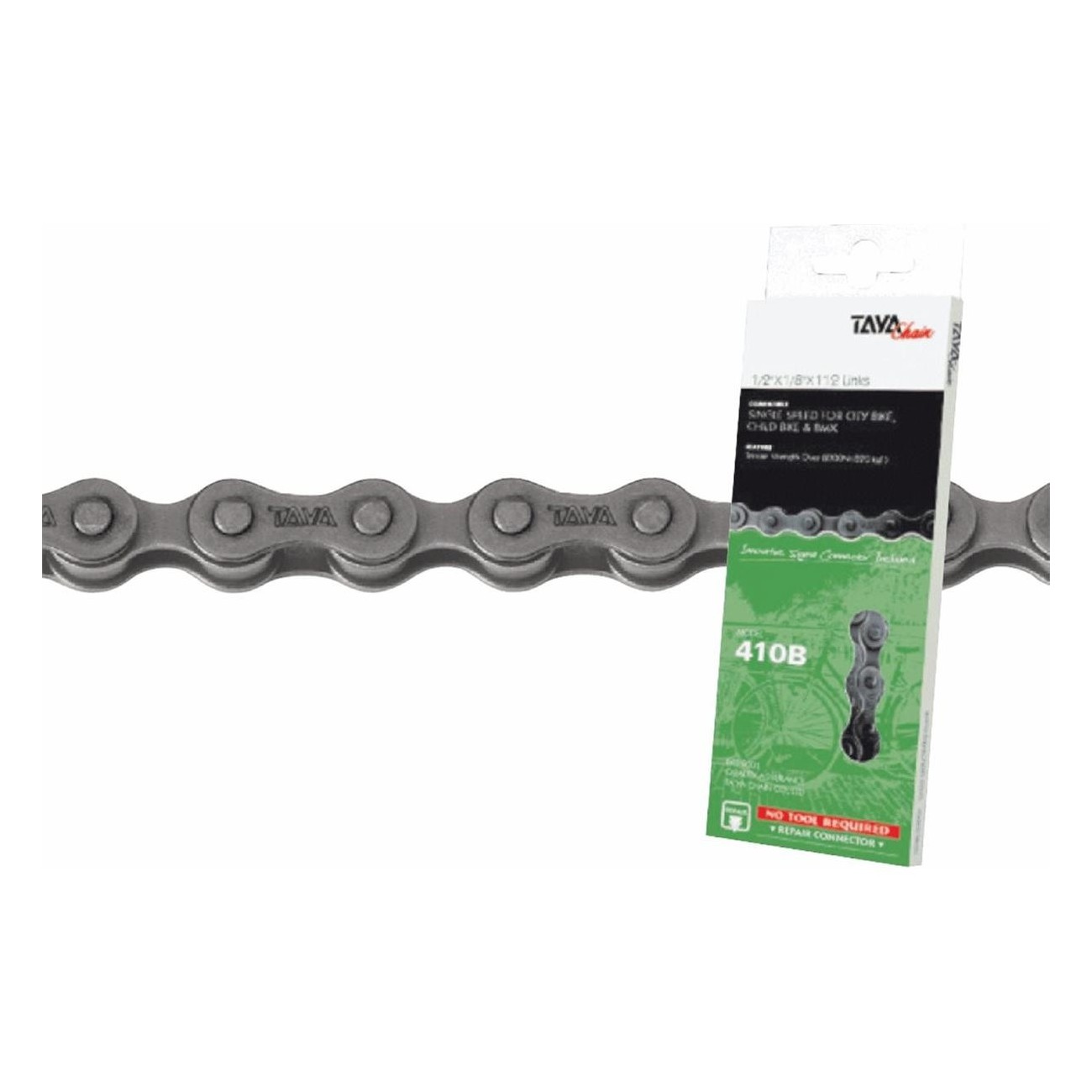 Rustproof Chain 1V 112 Links 1/2x1/8 Matte Silver for Bicycles TAYA - 1