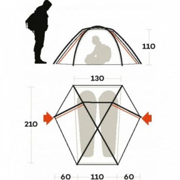 Tente Force 2 Vert Olive 2 Places pour Randonnée et Trekking - 2