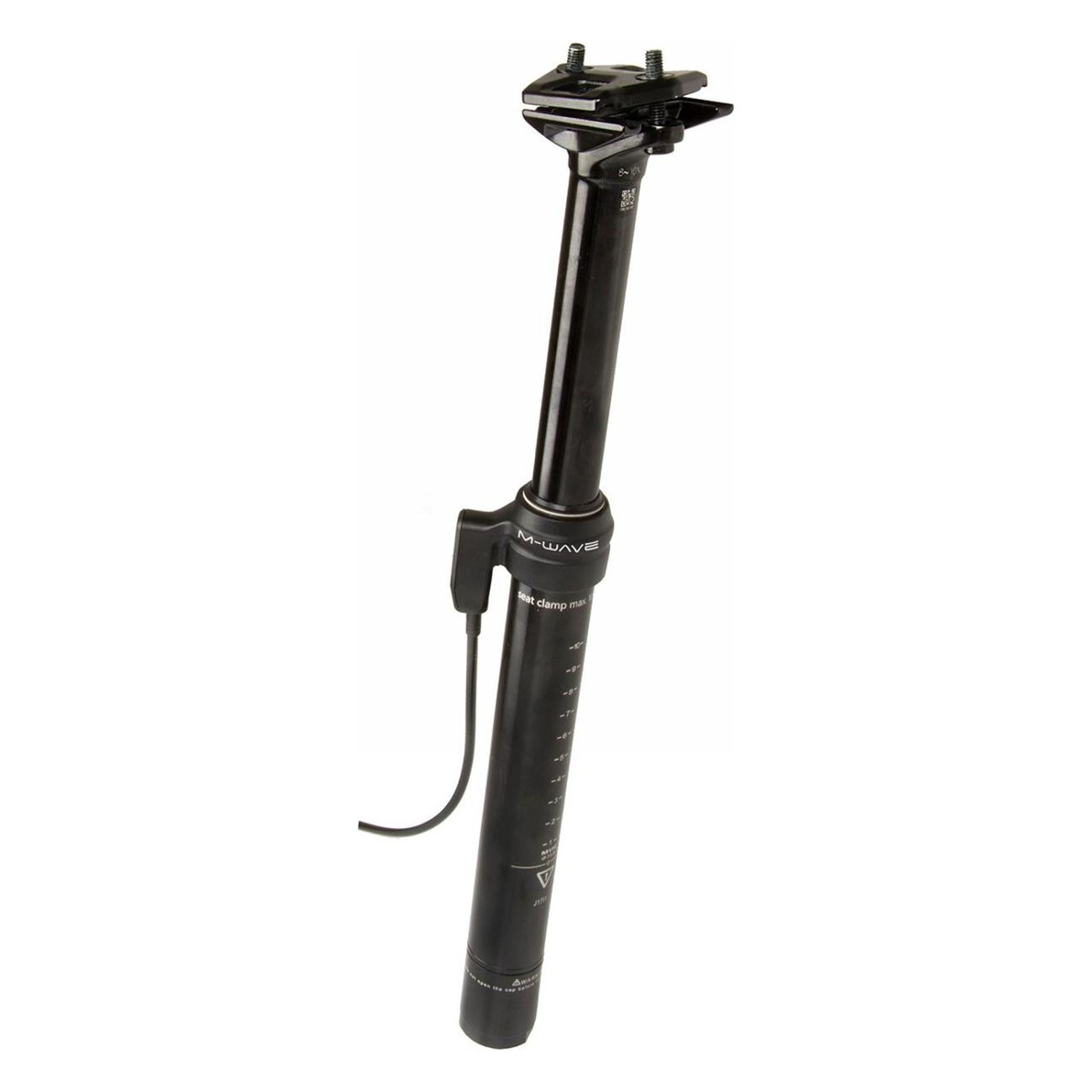 M-Wave 31.6x400 mm Black Pneumatic Seatpost with Remote & 125 mm Adjustment - 1