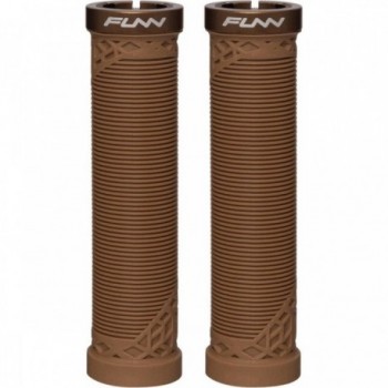 HILT 30mm Brown Grips with CNC Aluminum Collar - FUNN Brand - 1