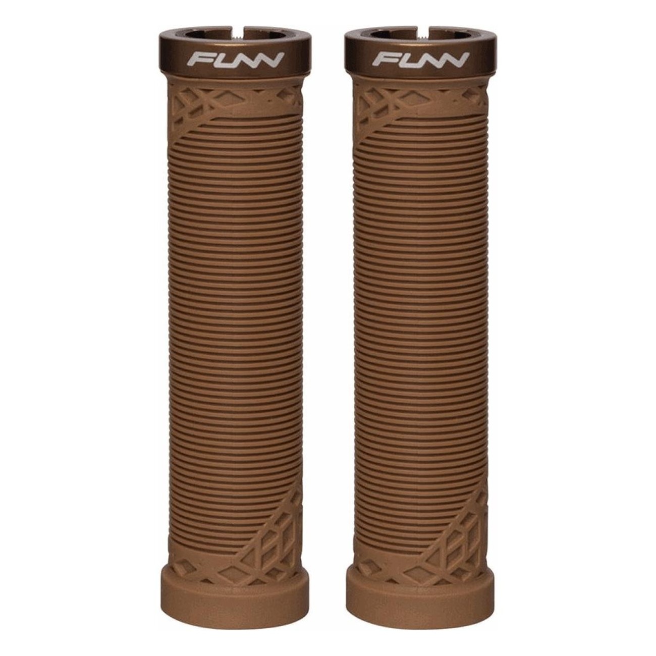 HILT 30mm Brown Grips with CNC Aluminum Collar - FUNN Brand - 1