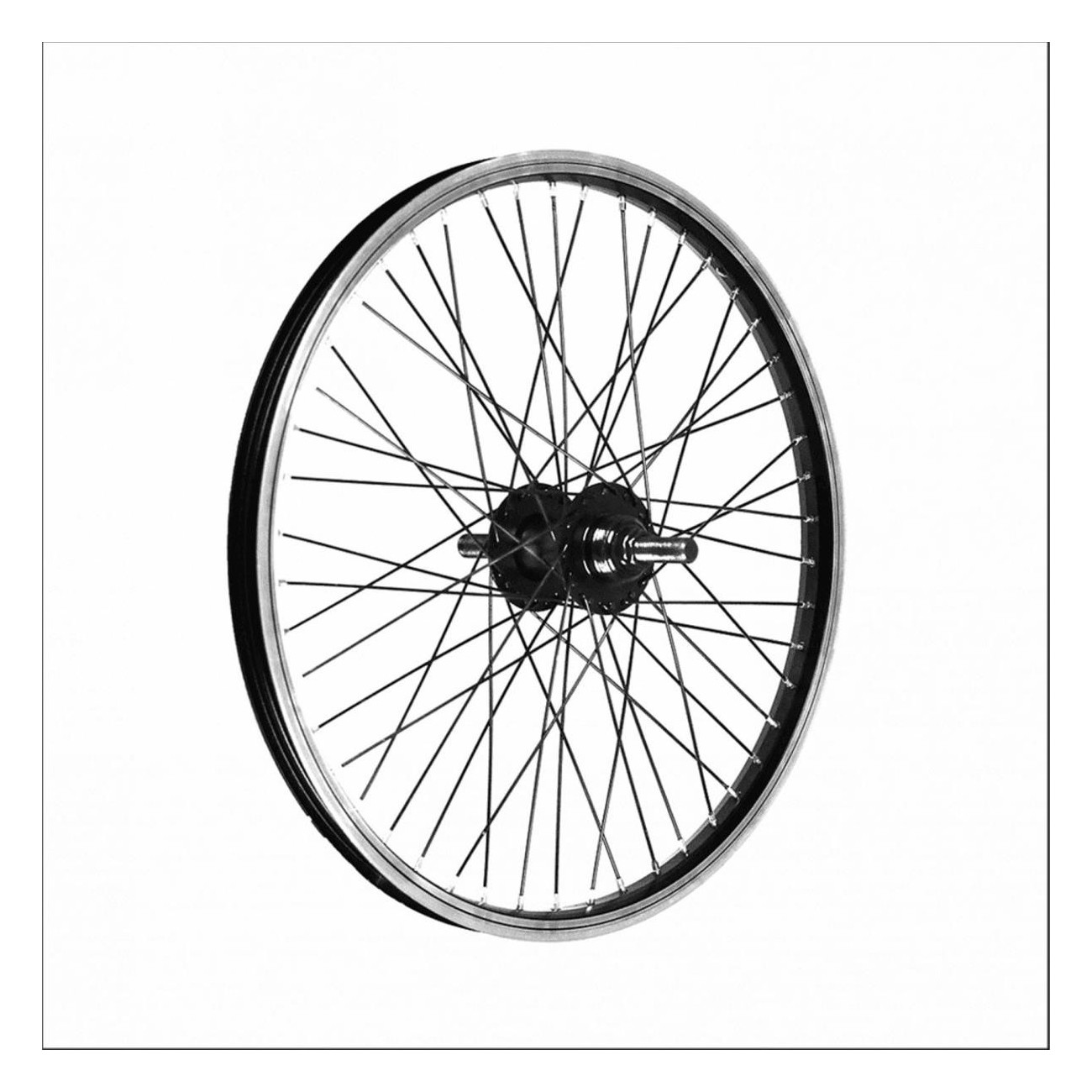 20' Black Aluminum BMX Rear Wheel, 48 Holes, 1 Speed, 14mm Axle - 1