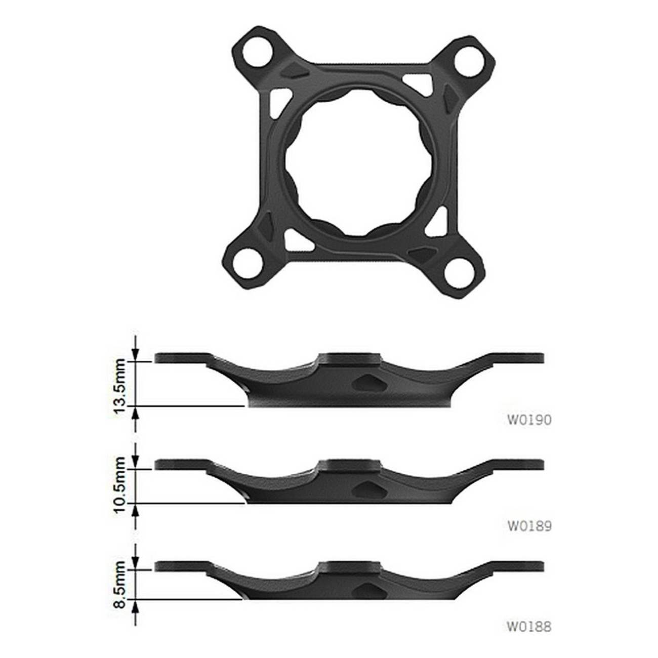 Spider TQ 1x BCD 104mm en Aluminium - Noir, Ligne de Chaîne 55mm - 1