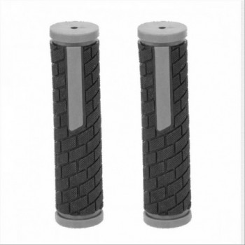 Black/Gray Rubber MTB Grips 128 mm for Adults - Comfort & Control - 1