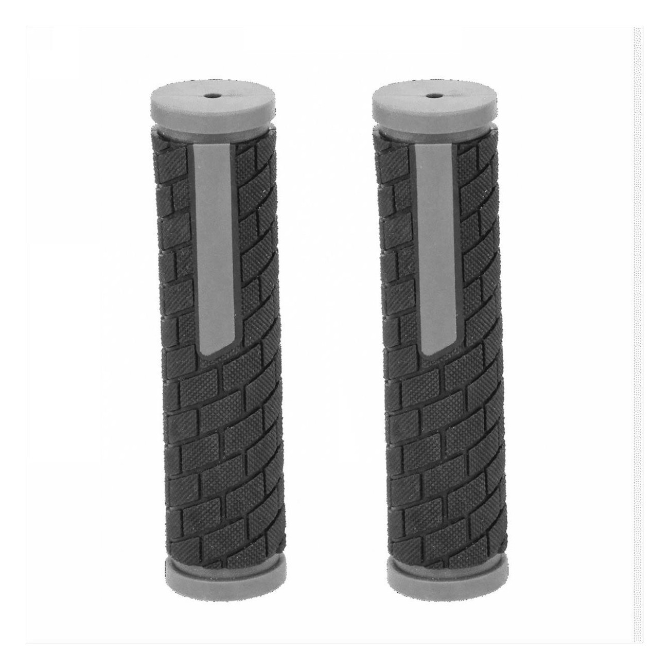 Black/Gray Rubber MTB Grips 128 mm for Adults - Comfort & Control - 1