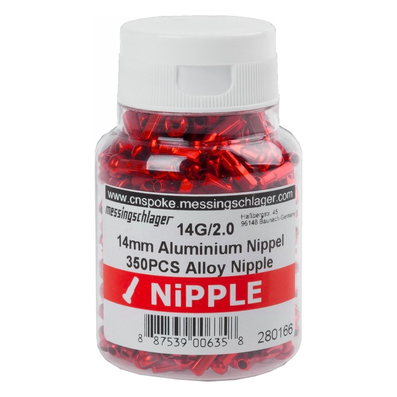 Nippel für Aluminium Speichen rot 14 mm - 400 Stück Packung - 2