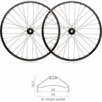 Paire de Roues MTB Tubeless 29' 30mm Noir avec Moyeu Shimano 10/11V BOOST - 1