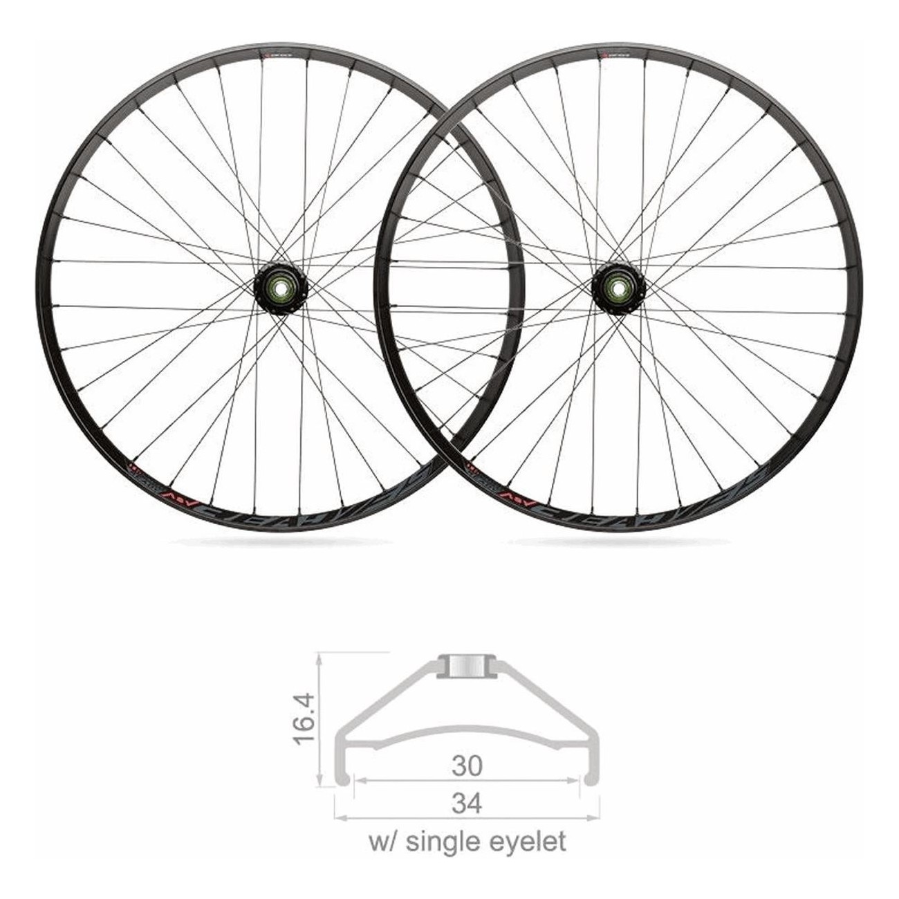 29' Tubeless MTB Wheelset 30mm Black with Shimano 10/11V BOOST Hub - 1