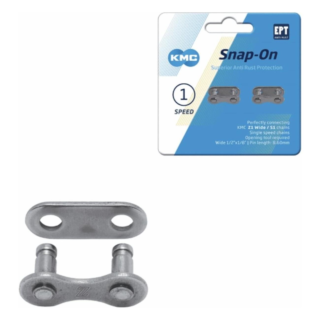 KMC 1v Snap-On Rustproof Silver Chain Link - Pack of 2 Pieces - 1