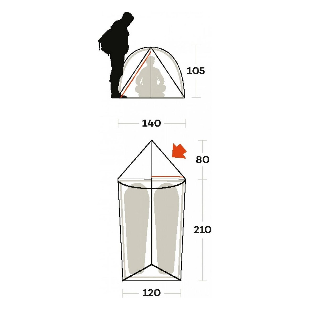 Tente Manaslu 2 places 4 saisons orange structure en duraluminium - 4