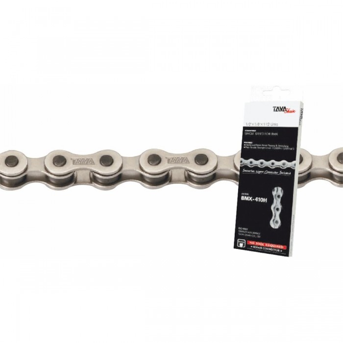 Reinforced BMX Chain 1V 112 Links 1/2x1/8 Silver TAYA - 1