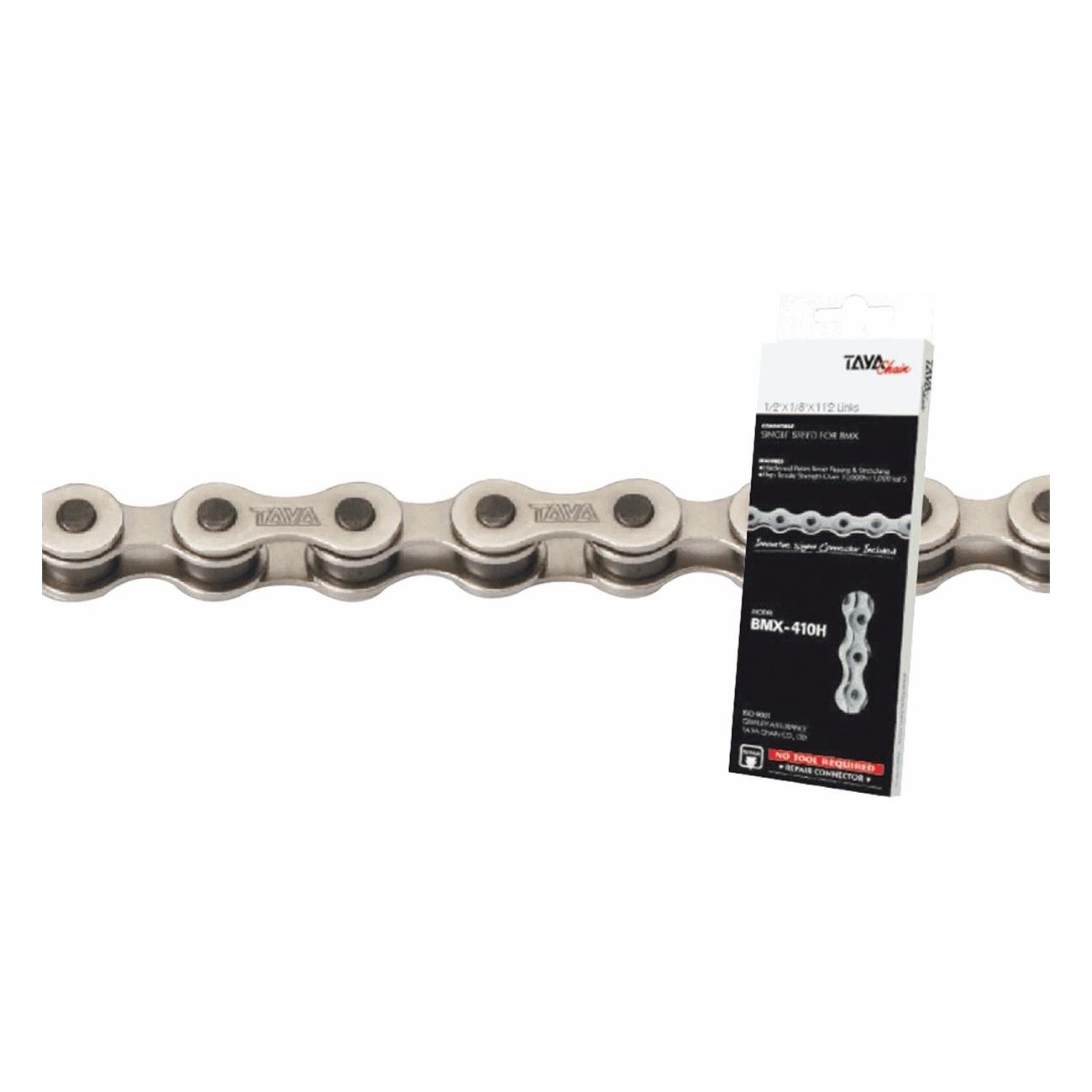 Reinforced BMX Chain 1V 112 Links 1/2x1/8 Silver TAYA - 1