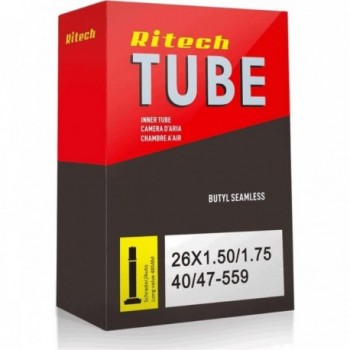 Ritech 26x1.50/1.75 Inner Tube with 48mm Auto Valve for Bicycles - 1