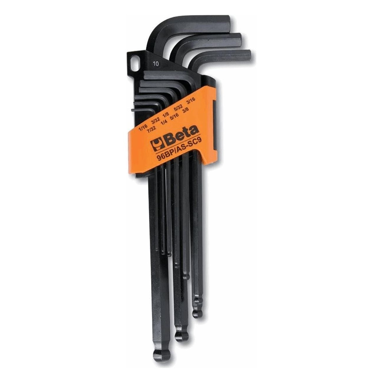 Beta 9-Piece Spherical Hex Key Set (Sizes 1/16-3/8) for Precision Work - 1