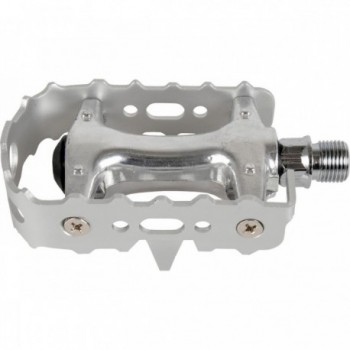 MTB Pedal aus eloxiertem Aluminium in Silber mit verchromter CR-MO Achse - 1