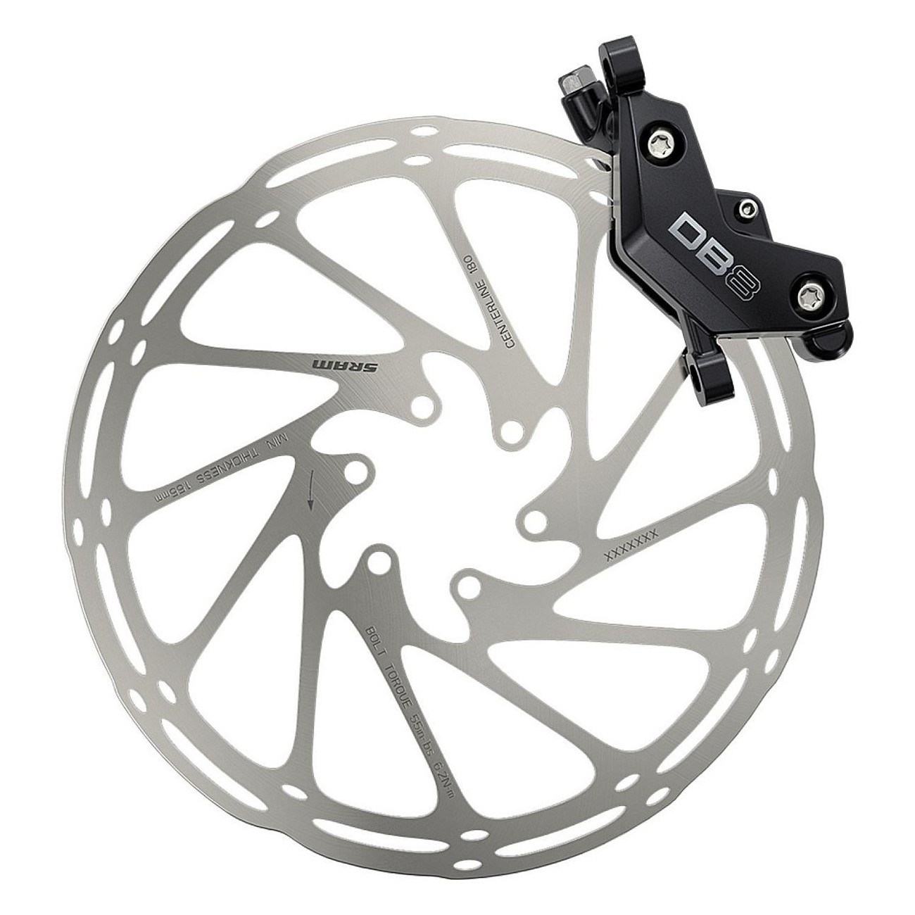 SRAM DB8 Glossy Black Brake - 2000 mm Cable, No Rotor/Adapter, Powerful & Ergonomic - 3