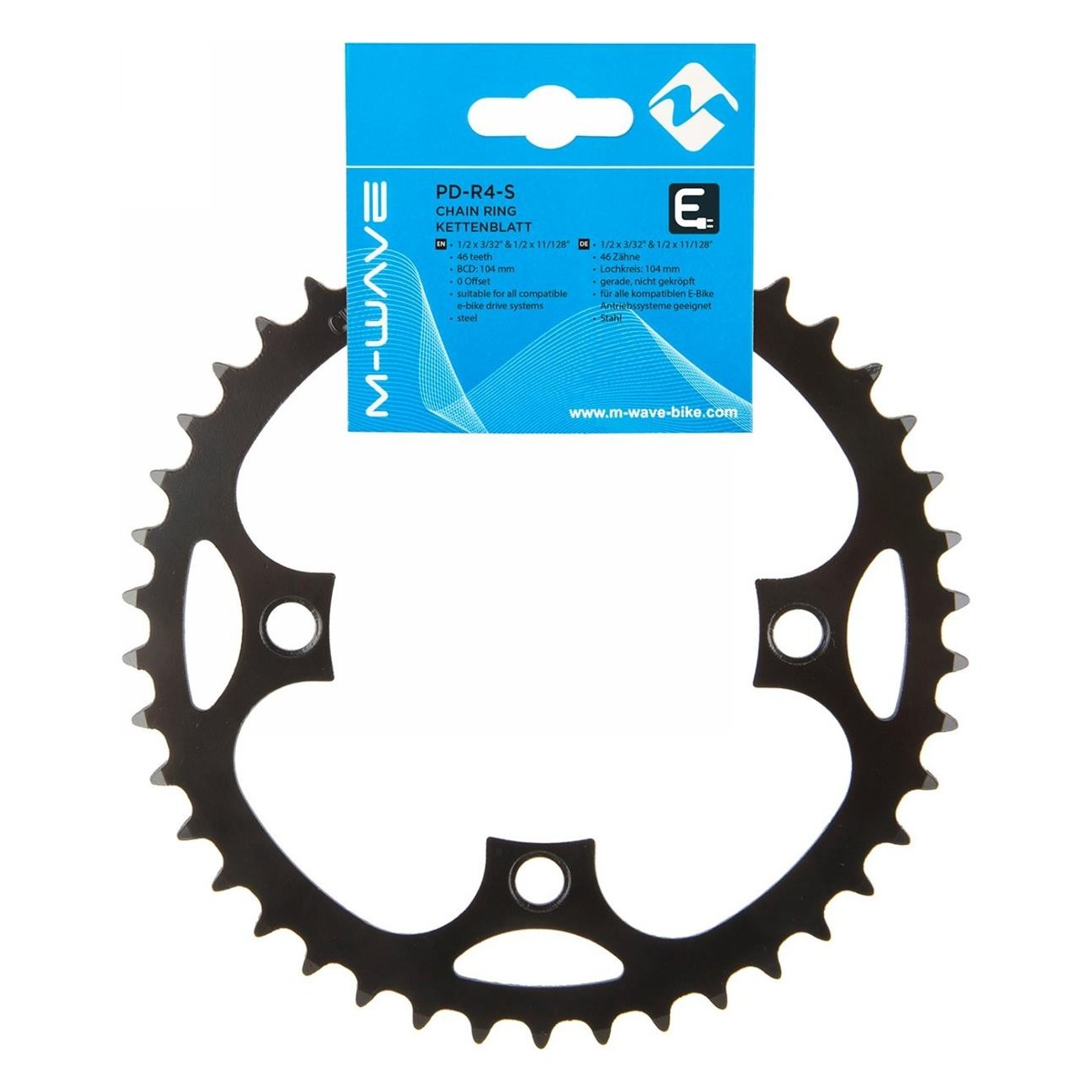 SAMOX 46T Black Steel E-Bike Chainring, BCD 104mm - 2