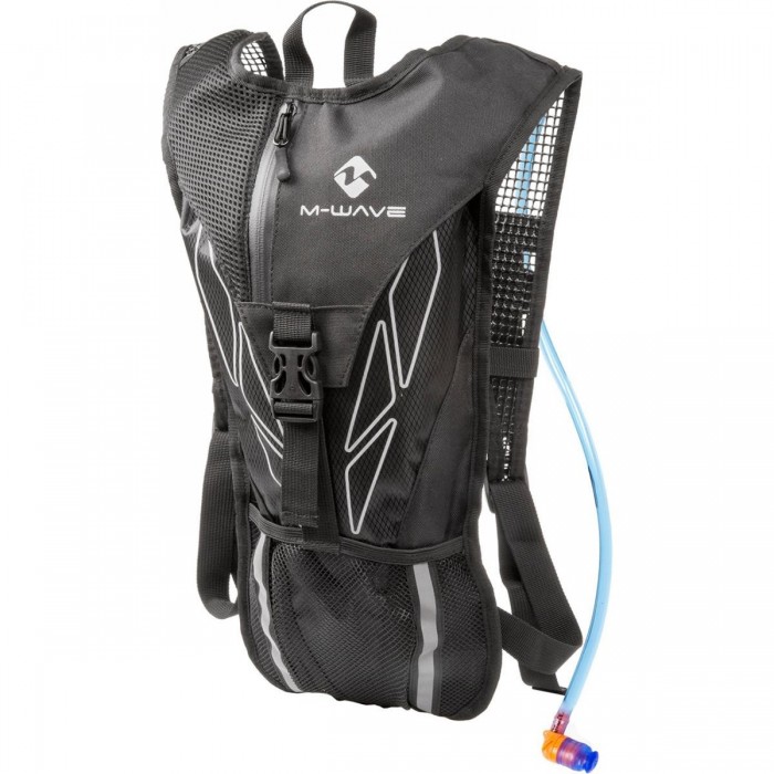 M-Wave Maastricht H2O 2L Hydration Backpack Black/Grey with Reflective Stripes - 1