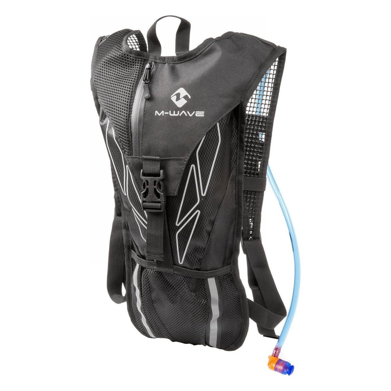 M-Wave Maastricht H2O 2L Hydration Backpack Black/Grey with Reflective Stripes - 1