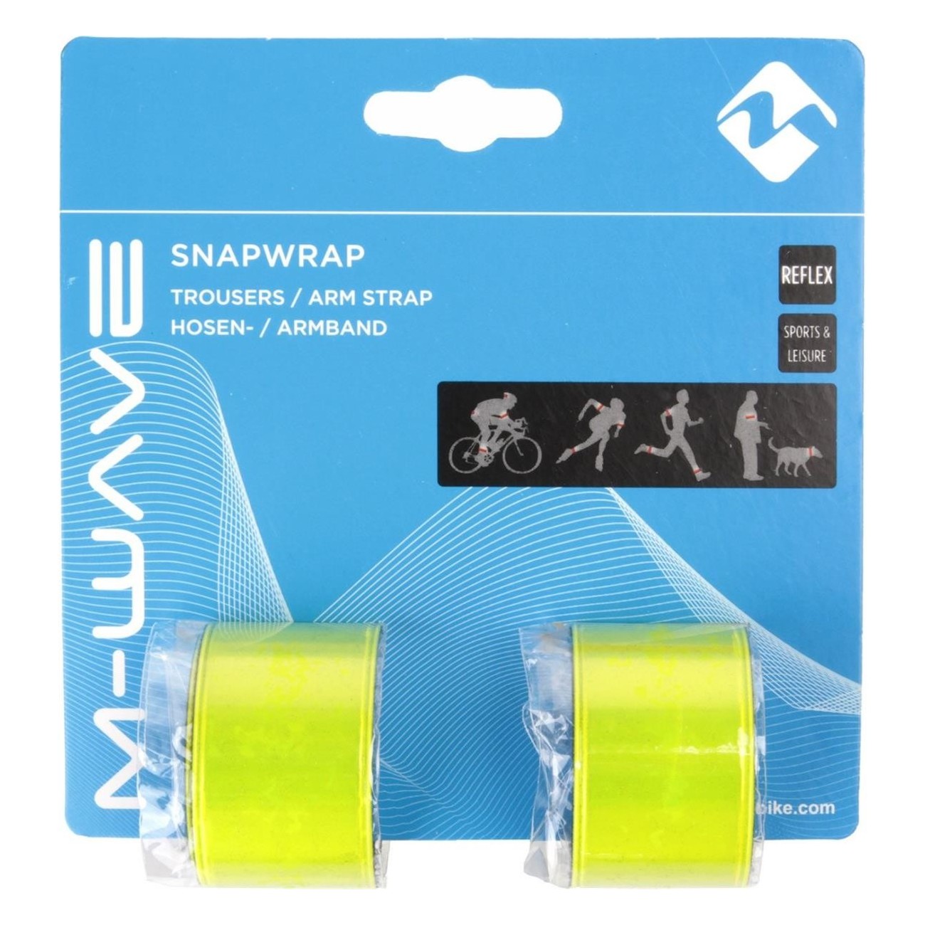 Paire de Bandes Réfléchissantes Auto-enroulantes M-Wave Snapwrap Jaune Néon 30x340 mm - 3