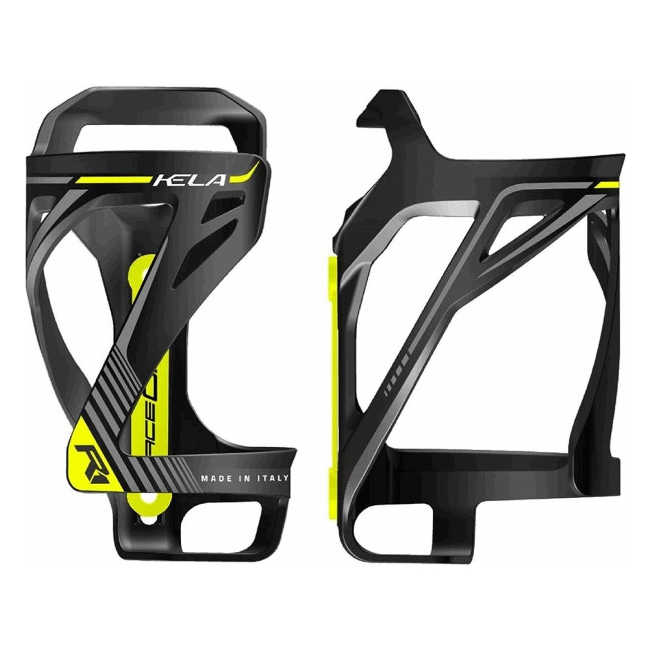 KELA Black/Yellow Polycarbonate Bottle Holder with Side Entry, 30g - RaceOne - 1