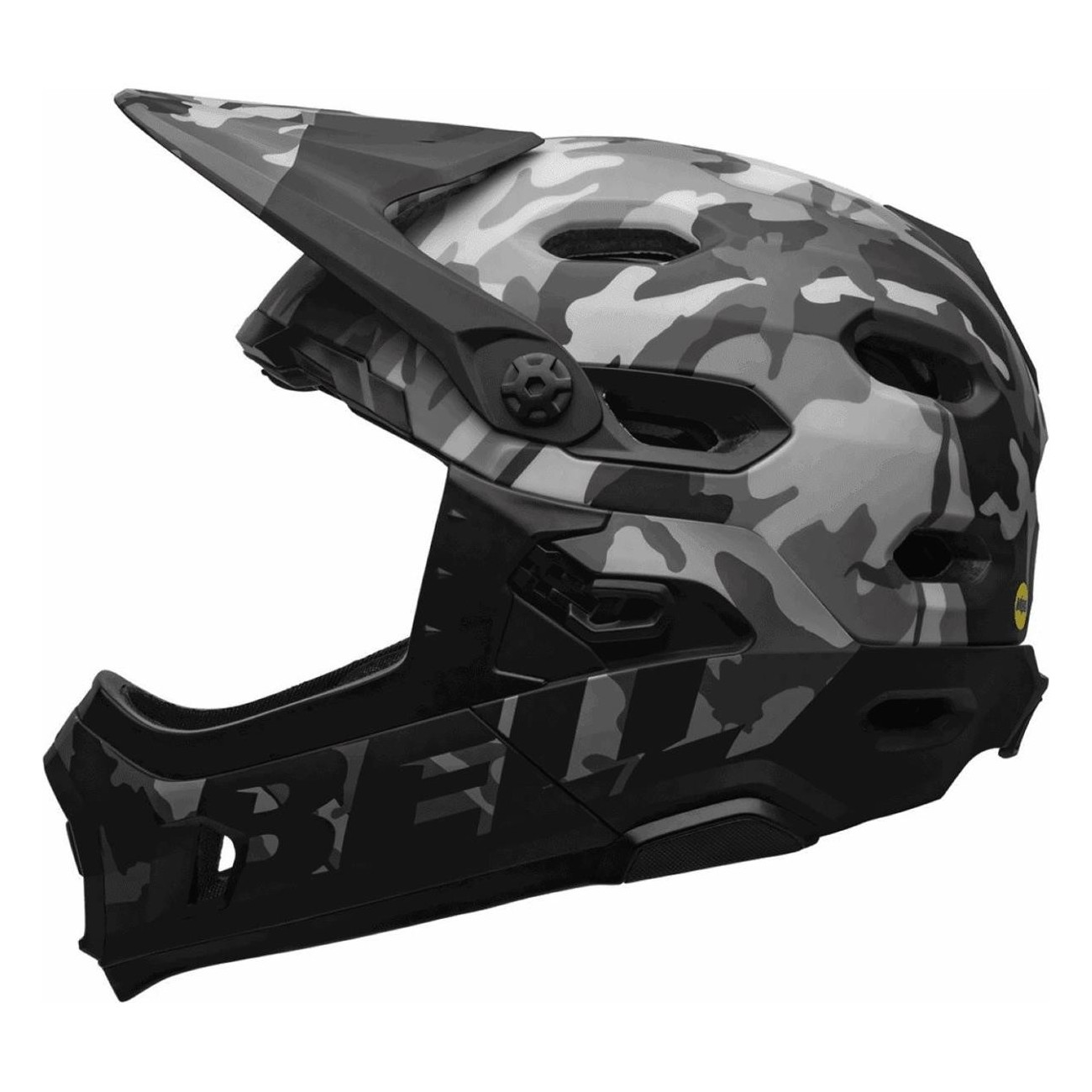 Casco Integrale Super DH Nero/Camo con MIPS, Taglia 58-62 cm, Certificato Downhill - 2 - Caschi - 0768686281747