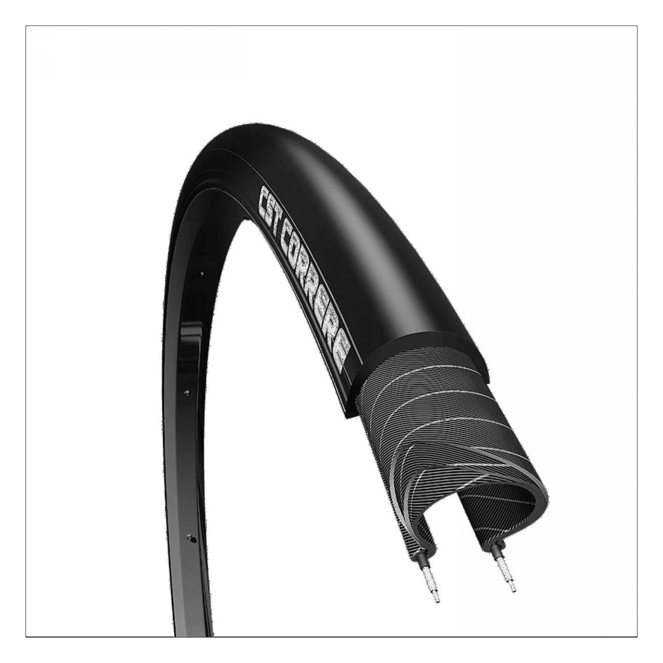 Cubierta Plegable de Ciclismo 700x23 Negra, 170 TPI, Doble Compuesto Antipinchazos - 1