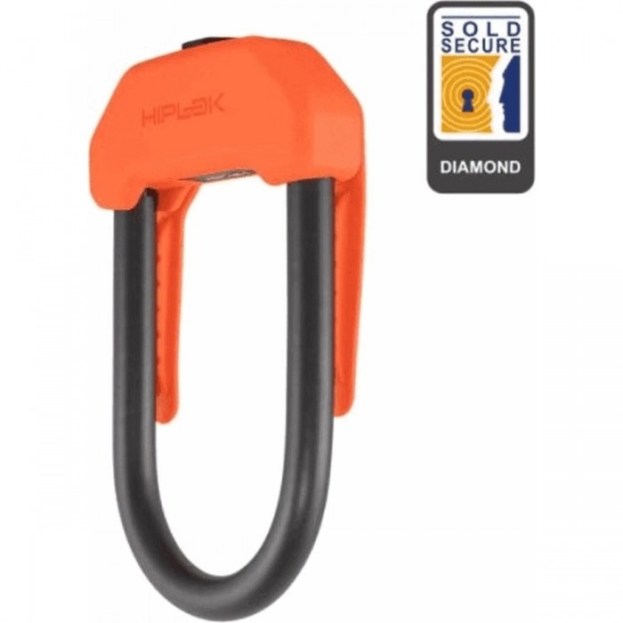 14mm Steel Shackle Lock Diamond Security with CLIP & RIDE, Orange Color - 1