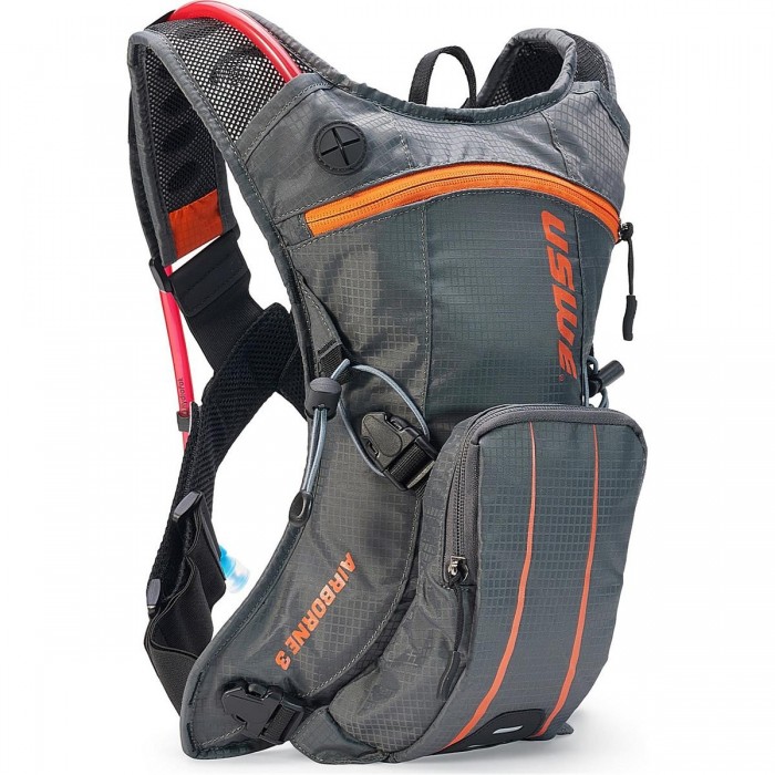 Airborne 3L Gray-Orange Backpack with 2L Elite Hydration Bladder for Cyclists - 1