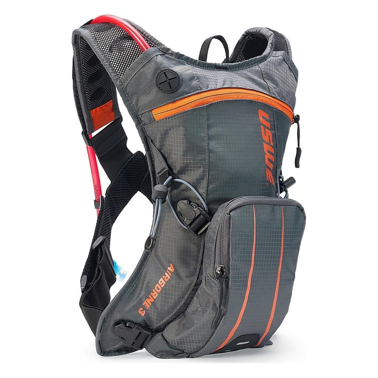 Airborne 3L Gray-Orange Backpack with 2L Elite Hydration Bladder for Cyclists - 1