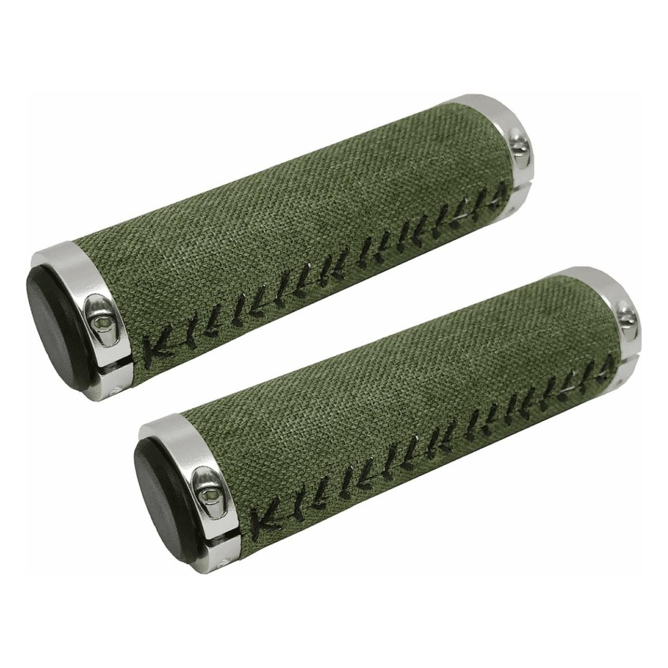 Green Fabric Grips with Aluminum Collar - Pair 127 mm - 1