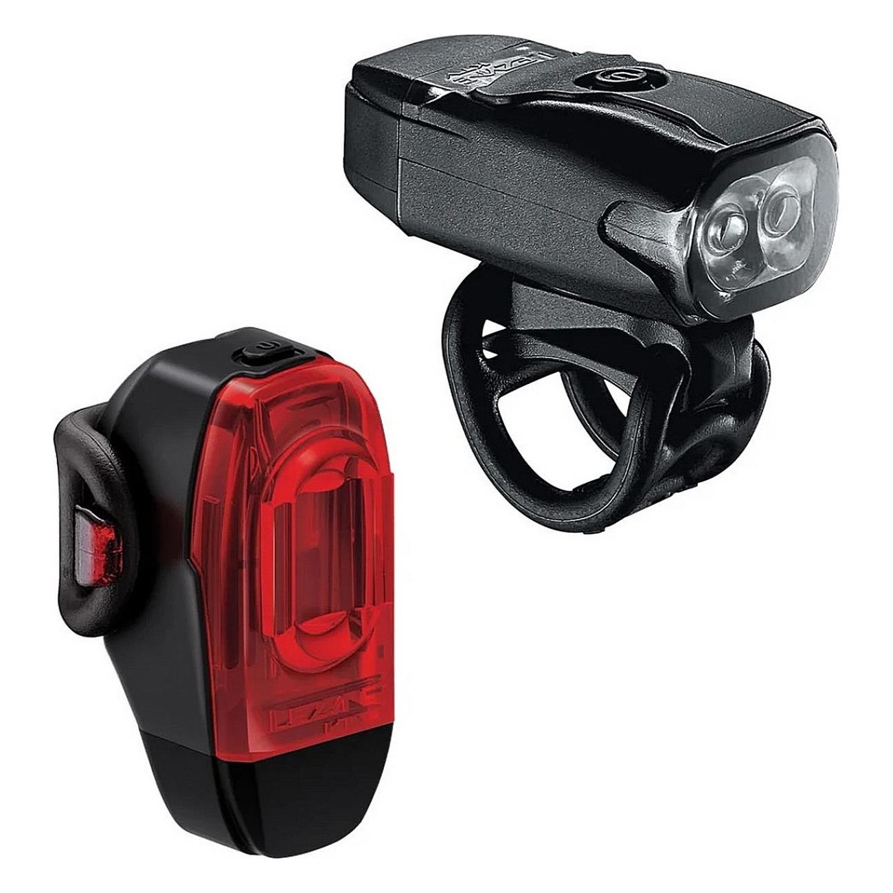 KTV Drive+ Front and Rear Light Set with Black Silicone Rubber Mount, 200 & 40 Lumen, IPX7 Waterproof - 1