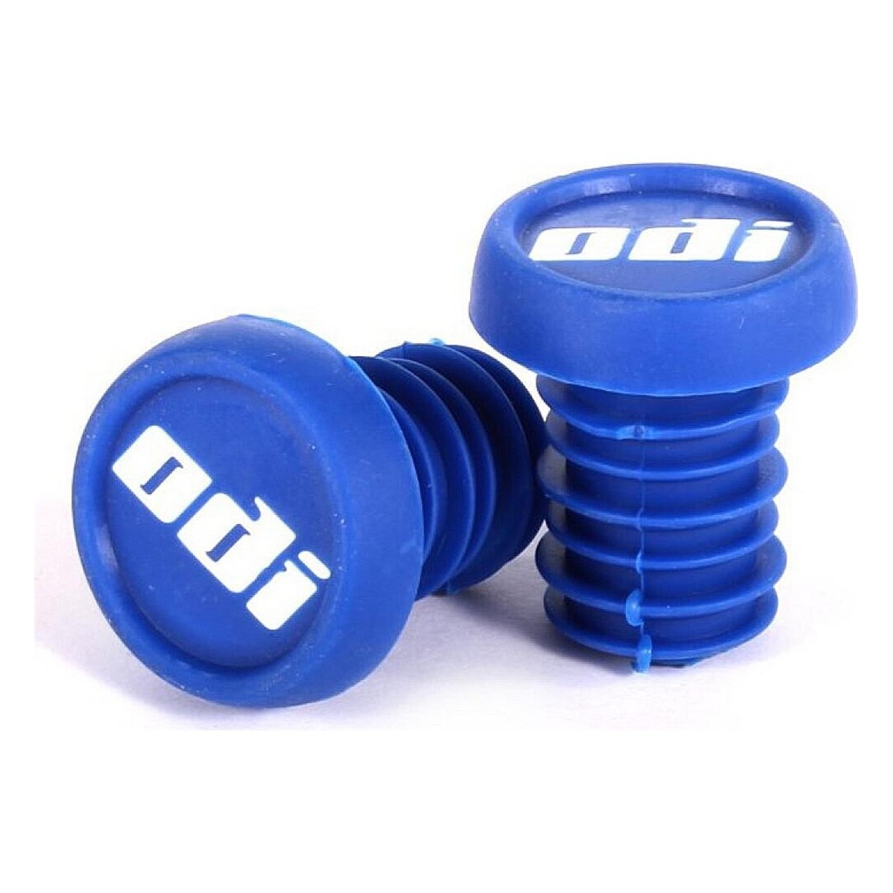 Blue BMX End Caps Pair with ODI Logo - Easy Installation - 1