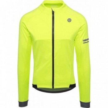 Men's Windbreaker Jacket Winter Sport Fluorescent Yellow XL with Pockets AGU - 1