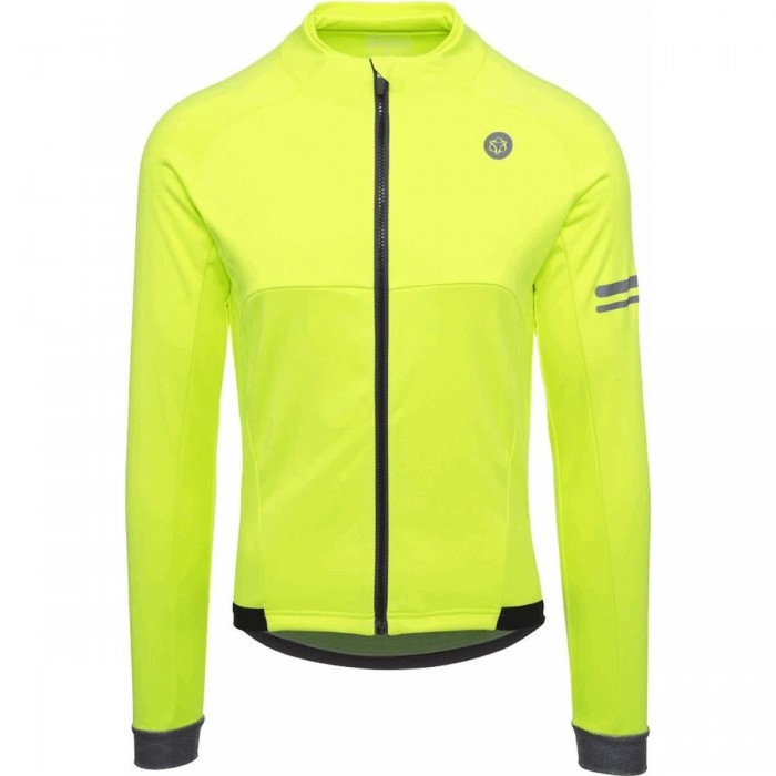 Men's Windbreaker Jacket Winter Sport Fluorescent Yellow XL with Pockets AGU - 1