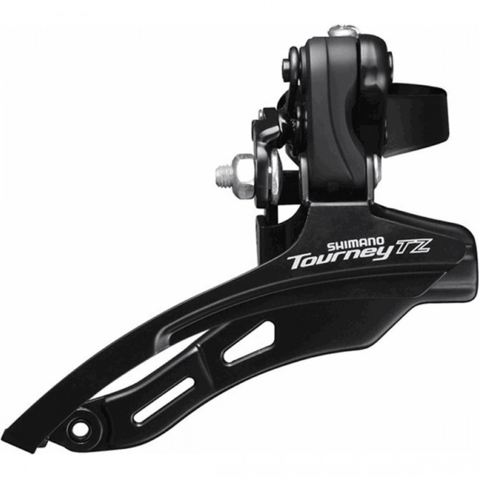 Deragliatore Shimano TZ500 3x6/7V, Attacco a Fascetta 31,8mm, Tiraggio Alto, Colore Nero/Argento - 1 - Deragliatore anteriore - 