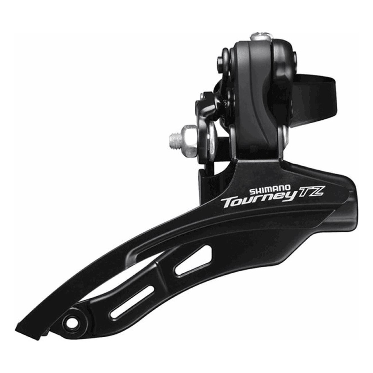 Deragliatore Shimano TZ500 3x6/7V, Attacco a Fascetta 31,8mm, Tiraggio Alto, Colore Nero/Argento - 1 - Deragliatore anteriore - 