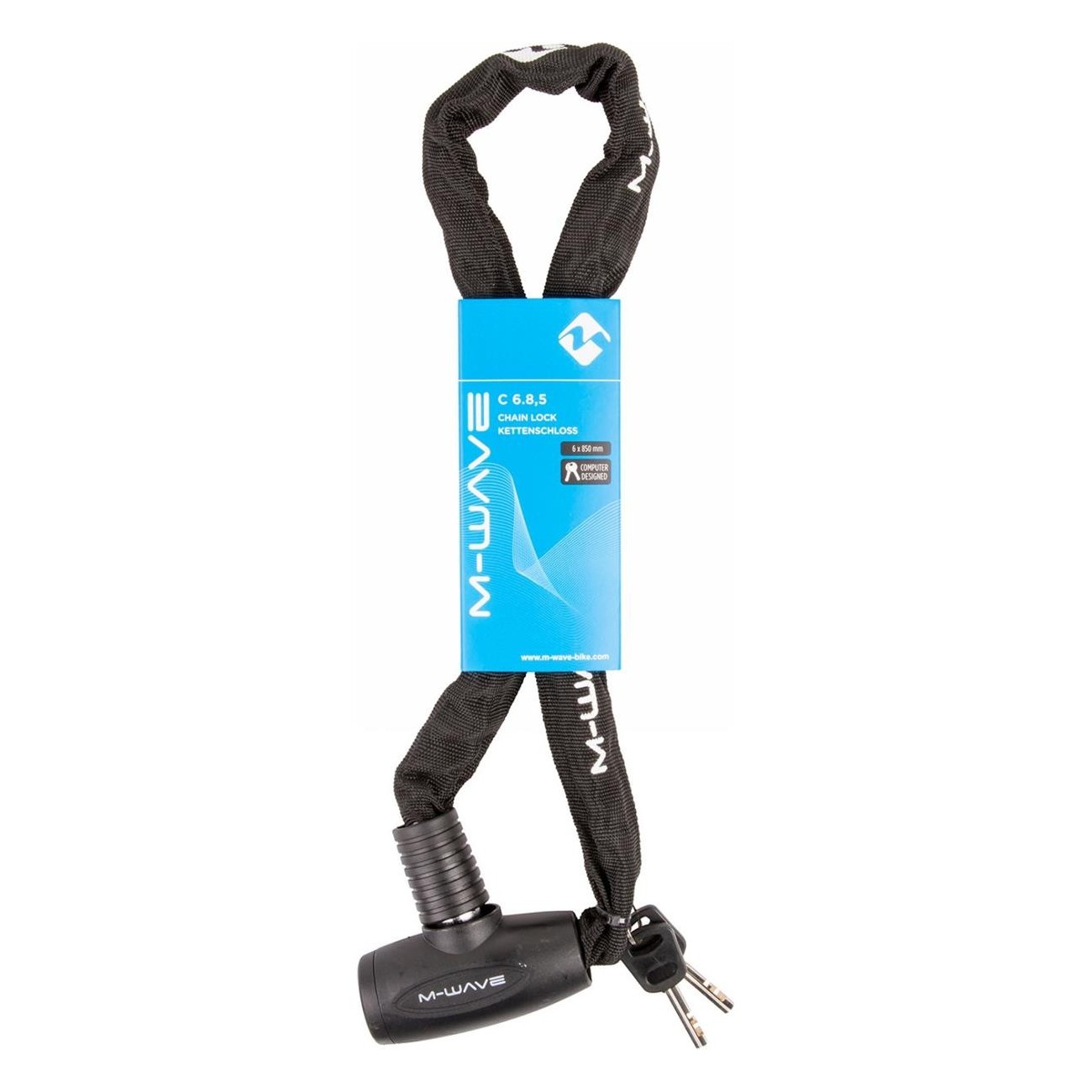 M-Wave 850 mm Black Chain Lock with Textile Cover and Automatic Locking - 3