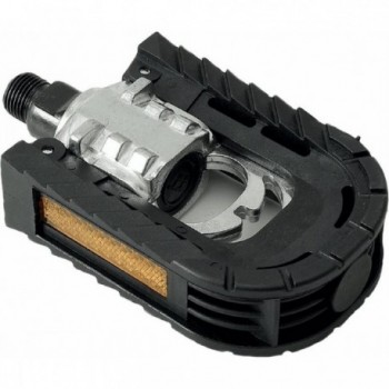 90° Folding Pedal MVTEK in Black Aluminum and Nylon 100x70mm with Reflectors - 1