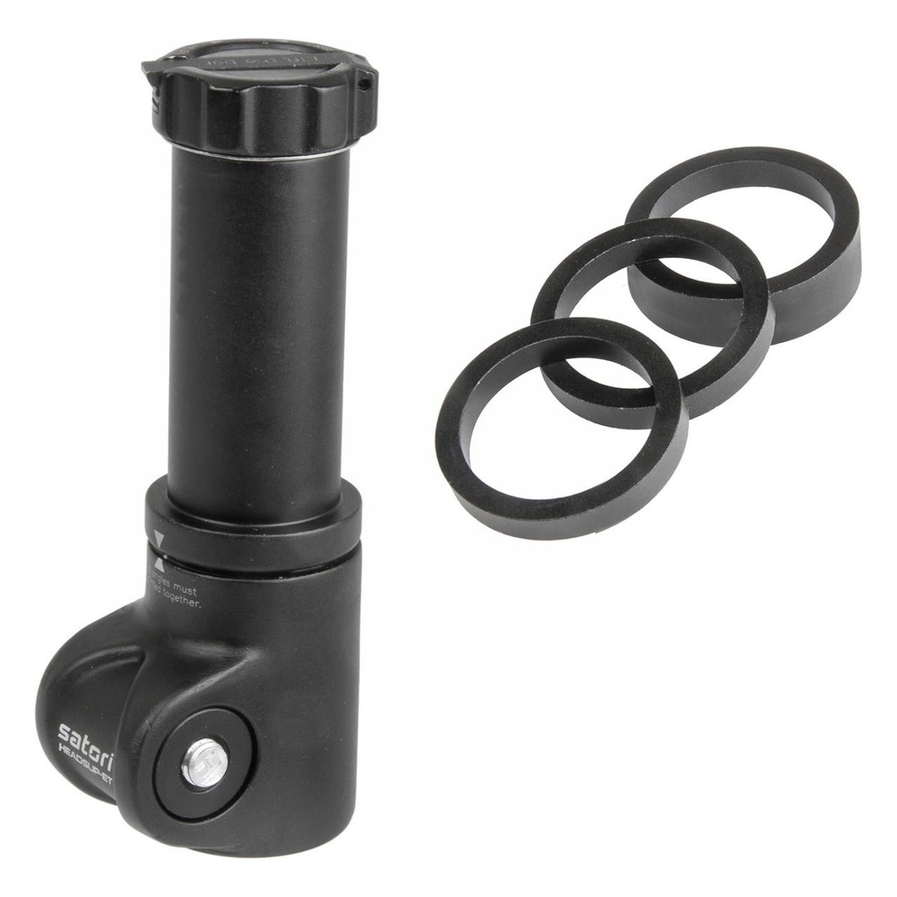 Adaptador de Altura de Manillar Satori Headsup-ET Negro de Aluminio 1 1/8' para Bicicleta - 1