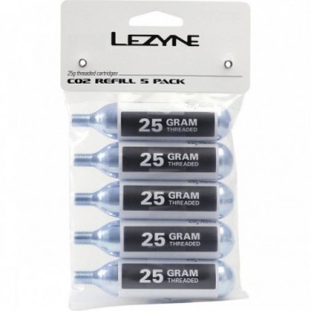 Lezyne CO2 25g Cartridges for Inflators - Pack of 5 MTB Tire Refills - 1