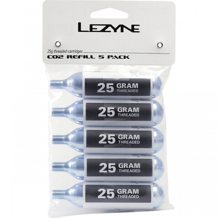 Cartuchos Lezyne CO2 25g para Infladores - Paquete de 5 Recargas MTB - 1