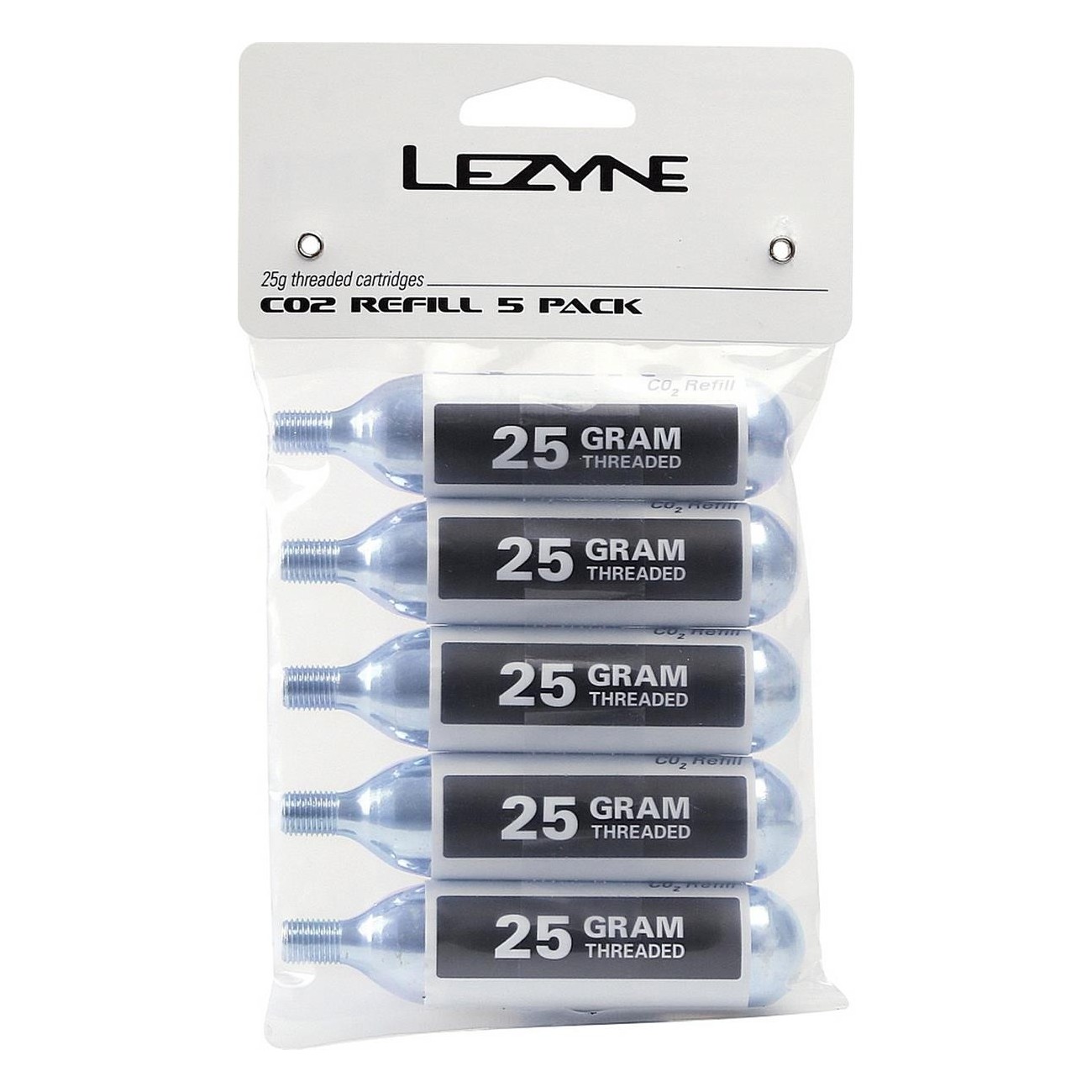 Lezyne CO2 25g Cartridges for Inflators - Pack of 5 MTB Tire Refills - 1