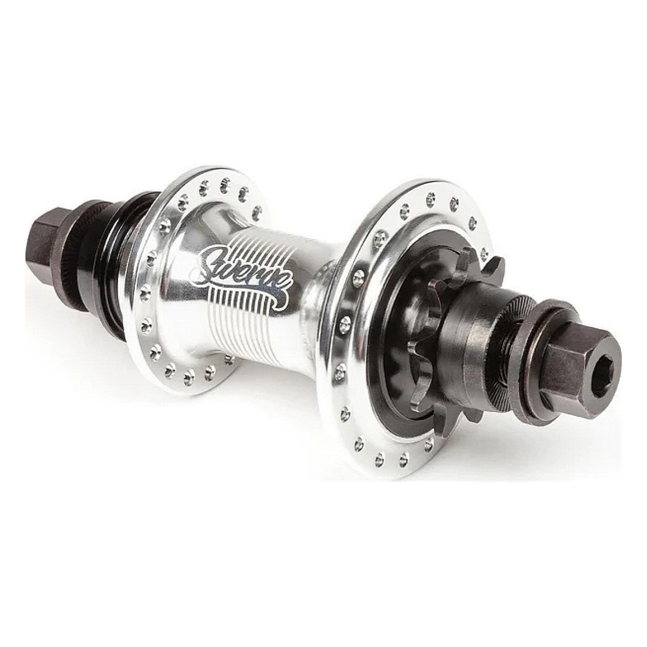 Swerve LHD Female Cassette Hub, 36H, Polished Aluminum 6061-T6, Silver - 1