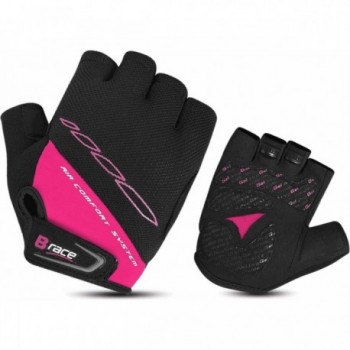 Summer Short Bump Gel Gloves Black/Fuchsia Size L with Shock Pads - 1