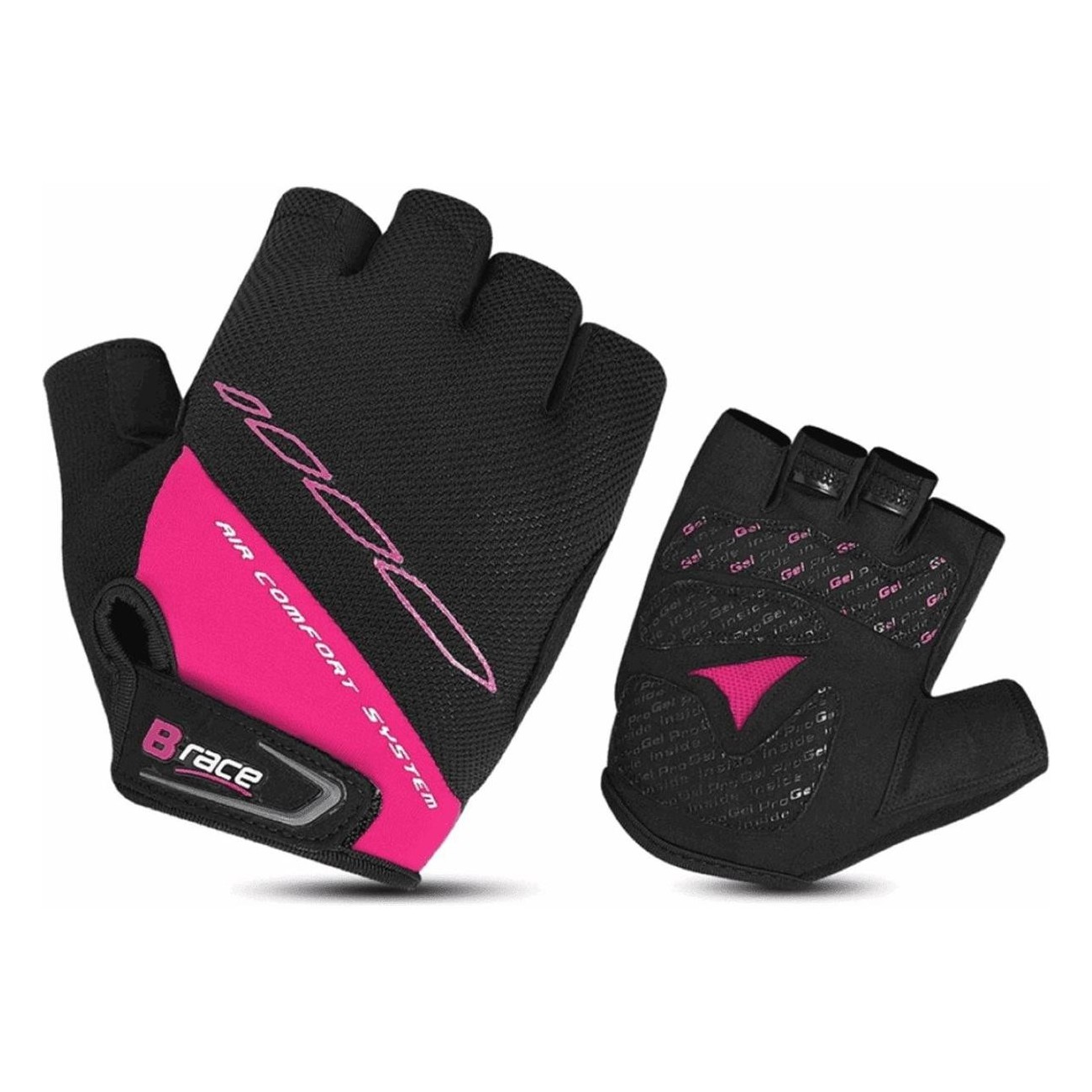 Summer Short Bump Gel Gloves Black/Fuchsia Size L with Shock Pads - 1