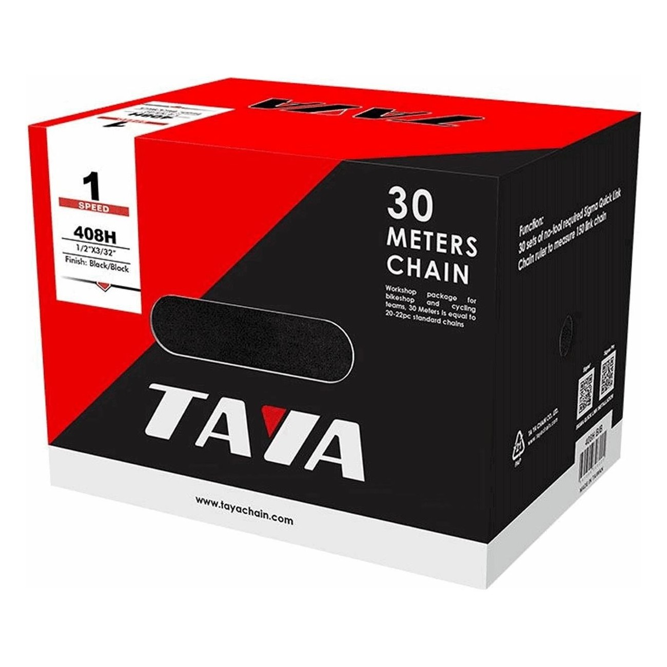 6/7 Speed Black Chain with DHT Treatment TAYA - 30 Meter Roll for Cycling - 1