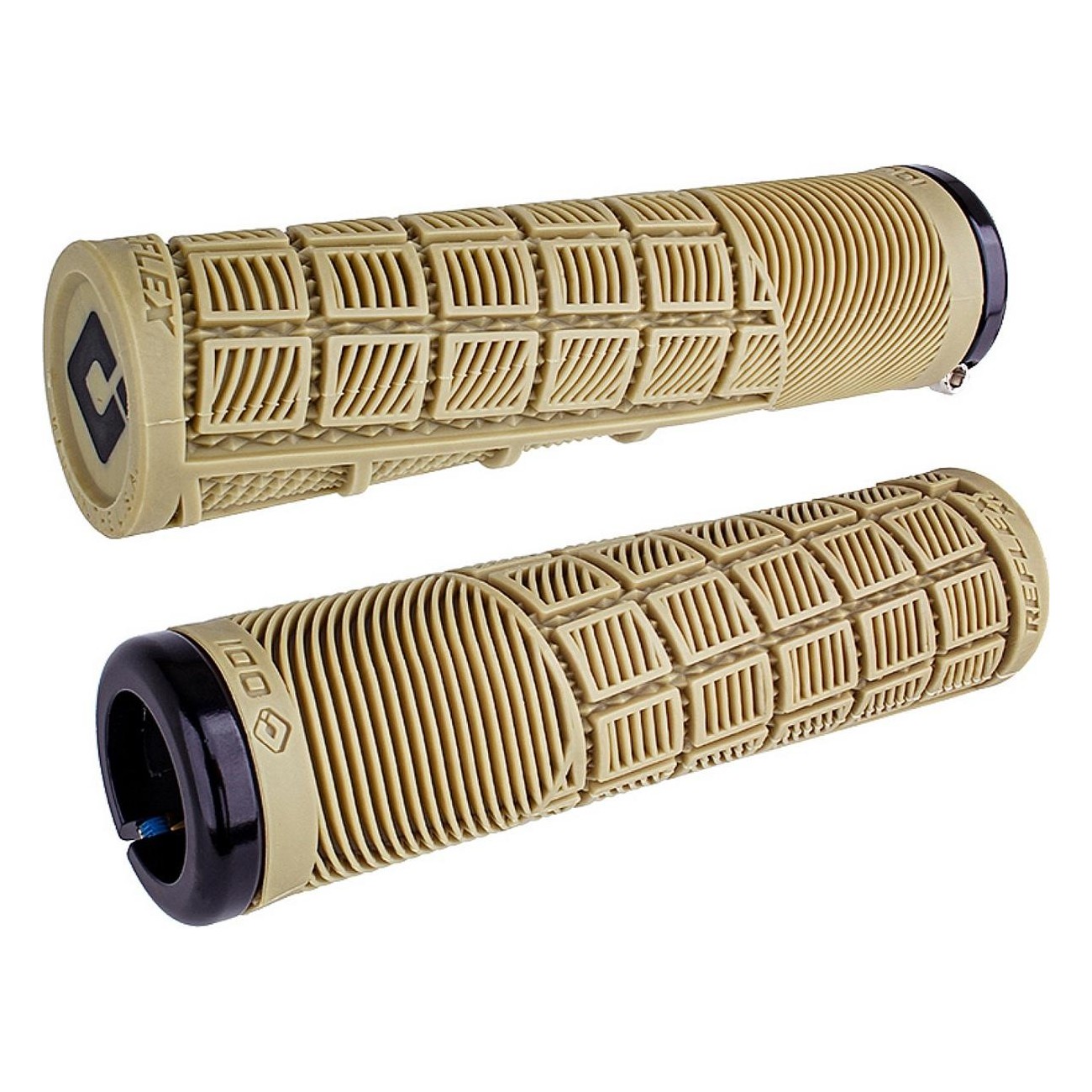 Impugnature Odi Grips Reflex XL V2.1 Lock-On Beige con Morsetti Neri, 135 mm per BMX e MTB - 1 - Manopole - 0711484195037